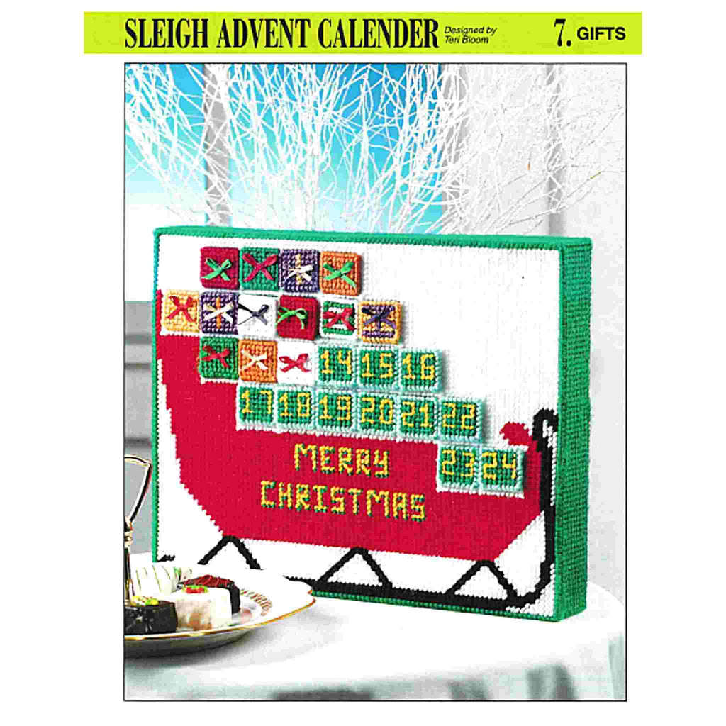 Sleigh Advent Calendar Christmas Plastic Canvas Pattern cover