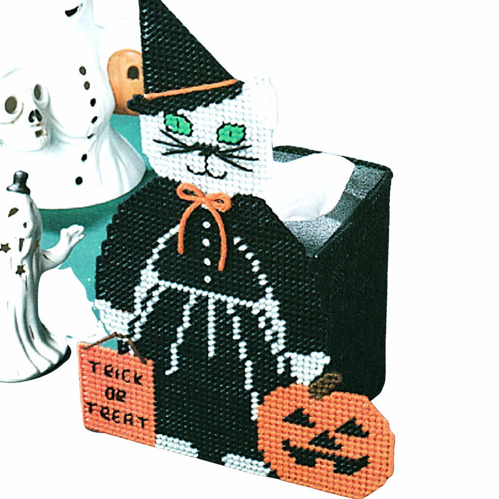 Trick or Treat Kitty Plastic Canvas Pattern 