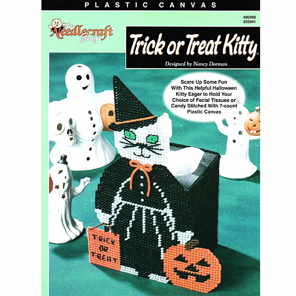 Trick or Treat Kitty Plastic Canvas Pattern 