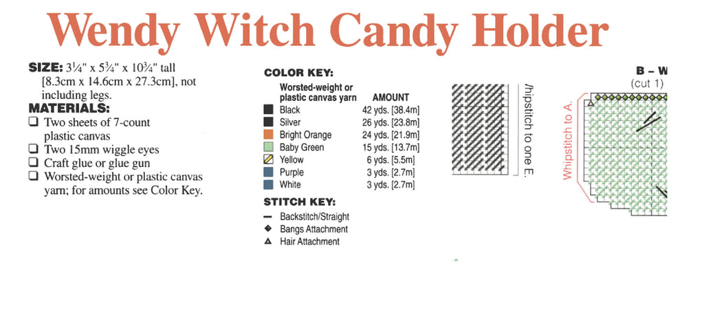 Wendy Witch Candy Holder Plastic Canvas Pattern