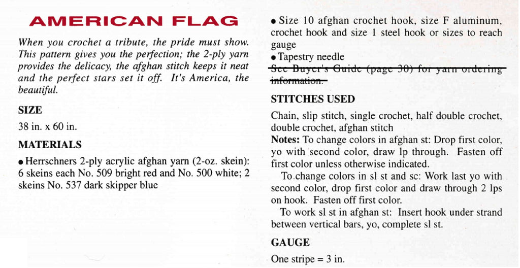 American Flag Crochet Afghan Blanket Pattern